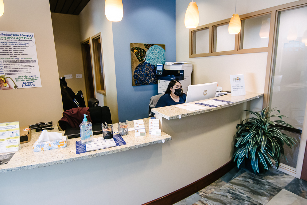 Front desk and reception area at Peak ENT and Voice Center's Golden, Colorado office