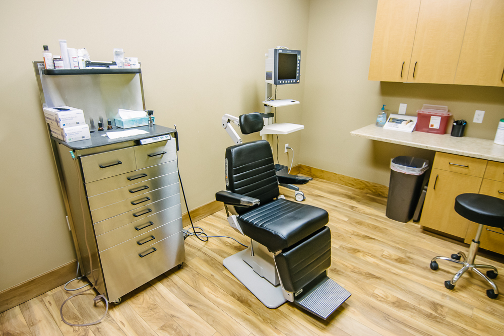 ENT exam room with patient chair at Peak ENT and Voice Center in Broomfield, CO